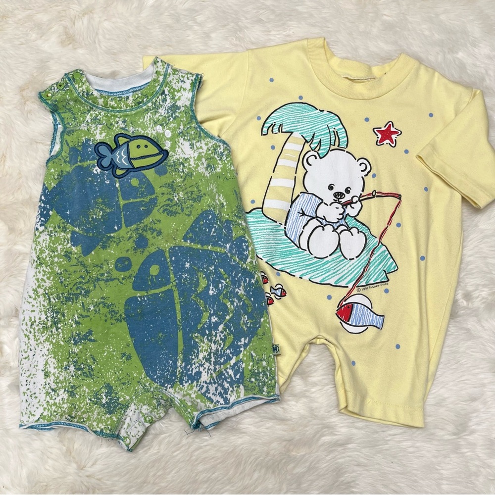 Vintage Baby Rompers Bundle 12-18 months Fish Summer Beach